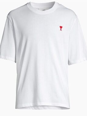 Ami White T-Shirt with Red Heart 'A' Logo